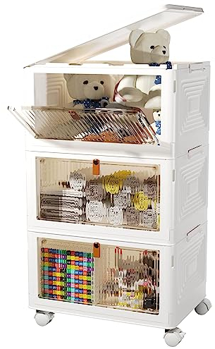 Contenedores de Plástico con Tapa Caja Plegable Plastico Paquete de 3 Contenedores de almacenamiento Caja de Almacenamiento Multifuncional para dormitorio sala de estar armario baño cocina estudio