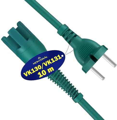 MONTERAL Stromkabel 10m - für Vorwerk Kobold VK130 VK131 - Staubsauger Kabel - Garantie 10 Jahre
