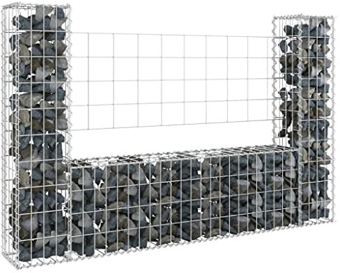SKM Panier de Gabion en Forme de U avec 2 poteaux Fer 140x20x100 cm, Weight:11.25 kg,151275