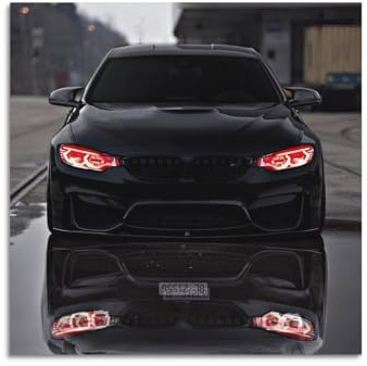 KYTIN Sportwagen-Poster für BMW M4, schwarz-rote Augen, dekoratives Gemälde, Leinwand, 30 x 30 cm