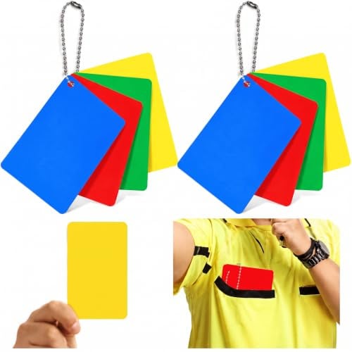 Syhood 2 Set Soccer Referee Cards Penalty Card, Red Yellow Blue Green Card