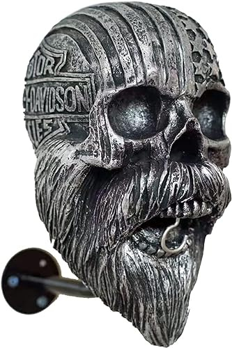 Hfnnhl Porte Casque Moto Tete de Mort, Support de Casque de Crane de Moto Fixe au Mur, Titulaire de Casque de Moto Tete de Mort, Artisanat Amovible en Résine for Décoration (Color : D)