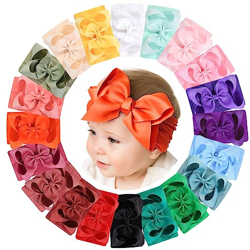 20pcs Baby Headbands Bows Girls Headbands Elastic Nylon Hairbands Hair Accessories for Newborns Infants Toddlers and Kids