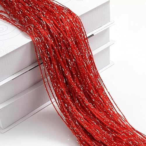 SYSUII 2 Stück 100 x 200 cm Fadenvorhang Fadengardine Fliegenvorhang Terrassentür Dekovorhang Raumteiler Türvorhang Fenstervorhang Fadenvorhänge Seilvorhang für Türen, Wohnzimmer Dekoration -Rot