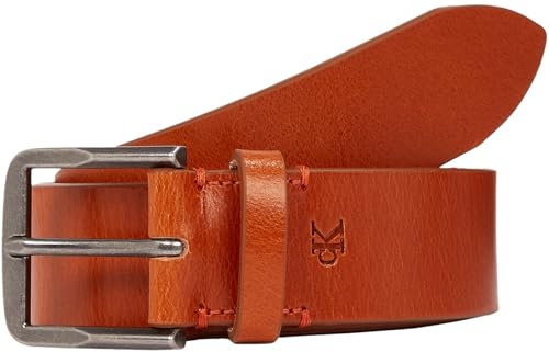 Calvin Klein Herren Gürtel Classic Flat aus Leder, Braun (Cognac), 125 cm