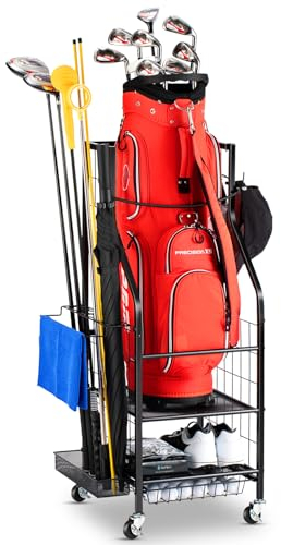 Golftaschen-Aufbewahrungs-Organizer: Golftaschenständer passend für Golf-Zubehör, extra großes Golf-Aufbewahrungsregal für Garage