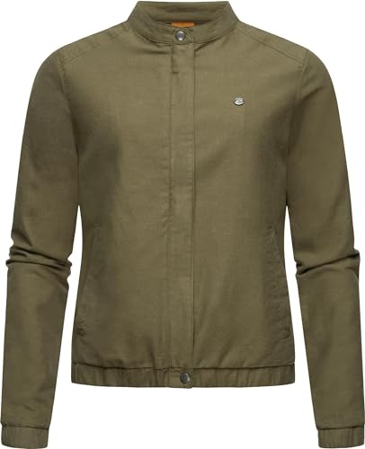 Ragwear Damen leichte Übergangsjacke Blouson Malawi Linen in Leinenoptik | Länge: hüftlang | Wärmegrad 1 von 3 – leicht | Gerader, lockerer Schnitt | Elastische Abschlüsse
