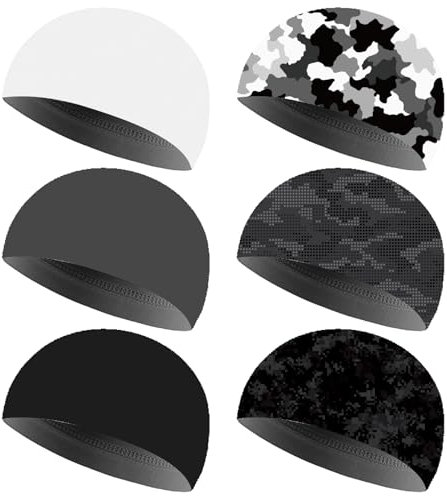 Boao 6 Stück Totenkopfmützen, Helmfutter, schweißableitend, Thermo, Laufen, Beanie, Radfahren, Totenkopfmützen für Herren und Damen, Retro-Farbe., large