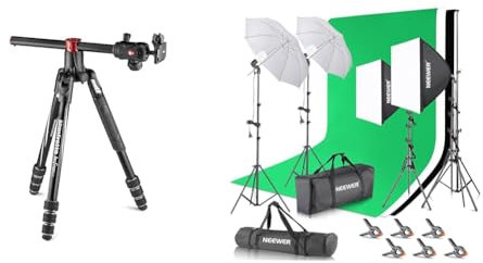 Manfrotto Befree GT XPRO Treppiede Fotocamera in Alluminio, Testa a Sfera Centrale 496 & NEEWER Kit di Illuminazione per Fotografia con Supporto per Fondale 2,6x3 m