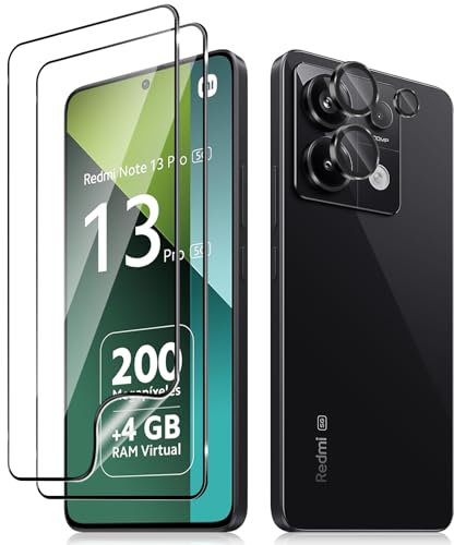 Haofun Protector de Pantalla de Cerámica para Xiaomi Redmi Note 13 Pro 5G con Protector de Lente de Cámara, 2 Piezas Microcristalina Cerámica Cristal Templado, 1 Piezas Ultra HD Protector Cámara