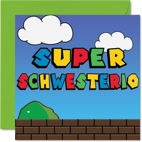 Stuff4 Geburtstagskarten Lustig für Schwester, Super Schwesterio | Lustiger Alles Gute Zum Geburtstag Karte vom Bruder 145mm Scherzen Glückwunschkarten Geburtstagsgeschenk
