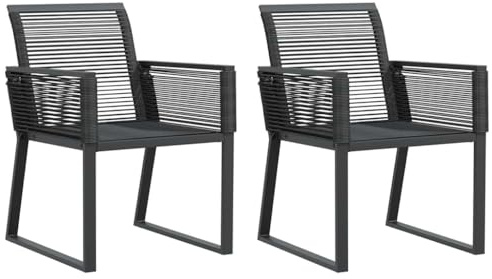 vidaXL Gartenstühle 2 STK. Schwarz Poly Rattan
