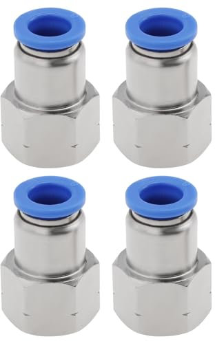 EMSea 4Pcs 8mm Tube OD x 1/4 NPT Female Thread Push Fit Pneumatic Connecter Adapter, Straight Push to Connect Air Fittings Adapter