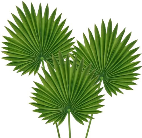 Briful Lot de 3 grandes feuilles de palmier artificielles de 65 cm de haut, grandes feuilles de palmier vertes de 30 cm, plantes artificielles décoratives pour grand vase, arrangements floraux,