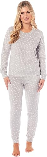 KATE MORGAN Womens Pyjamas Warm Fleece Pyjamas for Women Sets Pjs S-XL | Soft Twosie Pyjama Set for Ladies Gifts for Her GREY STAR S