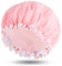 Waterproof Shower Cap Reusable Terry Cloth Lined Shower Cap for Women Braids, Long Curly Hair, Travel Bathing Protection for Women and Men (pink)