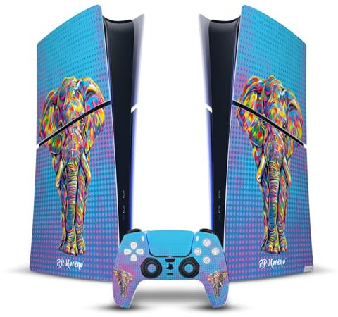 Head Case Designs Licenza Ufficiale P.D. Moreno Elefante Animali II Vinile Sticker Gaming Pelle Adesivo Compatibile con Sony Playstation 5 PS5 Slim Digital Edition Console & DualSense Controller