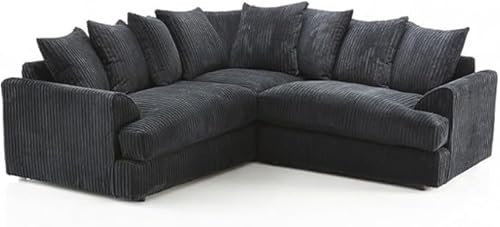 Jasper, Jumbo Cord Corner Sofa (Black)