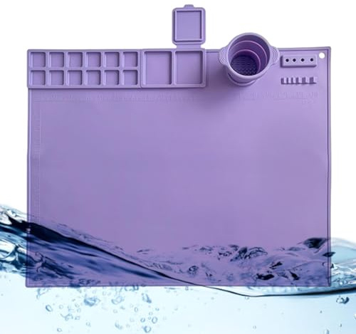 Tapis de peinture en silicone, bloc à dessin avec palette, tapis en silicone pour peinture, tapis de peinture en silicone, tapis de peinture en silicone, tapis de coulée avec gobelet, tapis de