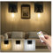 Battery Operated Wall Lights Set of Two,E27 Industrial Vintage Wall Sconce Dimmable 3000K/4000K/6000K Wireless Wall Light with Remote, Glass Shade Rechargeable Wall Lights Indoor, Bulbs Included,Black