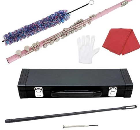 flauto traverso Rosa 16 Fori C-tuning Flauto E Chiave Strumento A Fiato Flauto In Cupronichel Argento Placcato Nichel Con Accessori