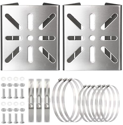 TOLIDA 2PCS Stainless Steel Universal Vertical Pole Mount Bracket for CCTV Cameras with 6 Loops - Square Mounting Bracket for Security Camera Ptz Dome, Outdoor/Indoor Wall Mounted Camera Bracket
