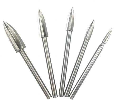 ANBOO 5 Pièces Gouge à Bois pour Gravure sur Bois avec Tige de 1/8 pouces pour Bricolage, Travail du bois, Gravure, Sculpture, Perçage et Ponçage Universelle pour Outils Rotatifs Sculpture Bois Outils