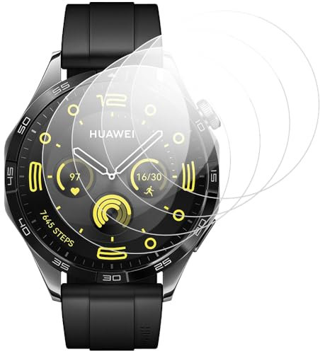 Beukei Vitre Protection pour HUAWEI Watch GT 4 46mm Verre Trempé, 4 Pièces Vert Trempe [Dureté 9H][HD Claire][Sans Bulless][Anti Rayures] Protege Ecran