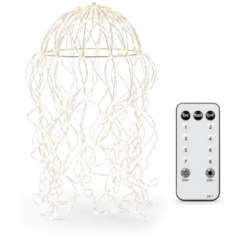 ReWu LED-Lichterkette Qualle - 300 LED-Lichter mit Fernbedienung - Stimmungslicht Quallenlampe - 20 x 20 cm