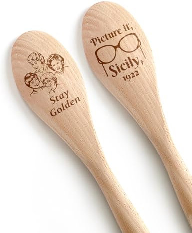 Levaukiem 2PCS Funny Wooden Spoons for Cooking, Golden Girls Cooking Spoons for Women, Golden Girls TV Merchandise Show Gift, Kitchen Decor Accessories Housewarming Gifts for Woman Chef Fans