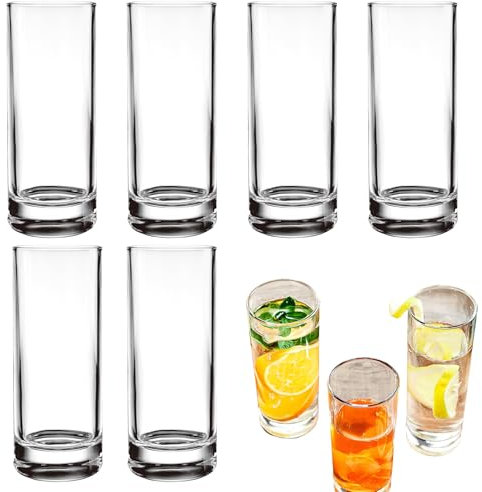 Acunny Trinkgläser | 290 Ml Hohe Gläser - 6X Wiederverwendbare Wassergläser Spülmaschinenfest Unzerbrechlich Für Cocktails Bier Whiskey Pool Terrasse Zuhause Draußen