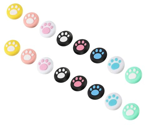 GALPADA Capuchons de Joystick Patte de Chat 16pcs en Silicone Antidérapants pour Manette Switch Mixte Ludique Protection Joystick Ergonomique Multicolore Style Aléatoire