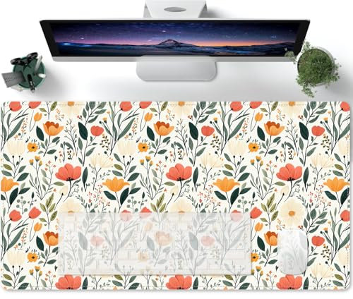 PORNHUX Mauspad XXL Bemalte Blumen und Pflanzen Large Size verbessert Präzision und Geschwindigkeit Manga - 600x300mm