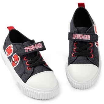 Marvel Spider-Man-Turnschuhe in Schwarz, Rot und Weiß | Schnürschuhe mit Klettverschluss für Jungen | Sportschuhe mit Spiderman-Netzmuster | Freizeitkleidung zum Schulanfang