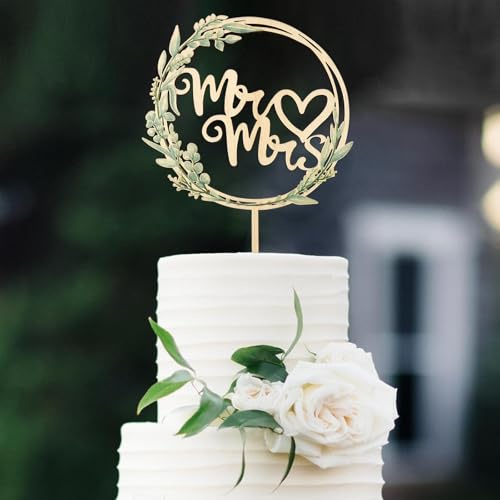 Affivia Mr und Mrs Tortendeko Hochzeit, Holz Cake Topper Hochzeit Deko,Mr & Mrs Hochzeitstorte Deko Grün,Tortenstecker Hochzeits, Tortentopper Hochzeitstorte für Verlobung,Antrag,Retro Hochzeitstorten