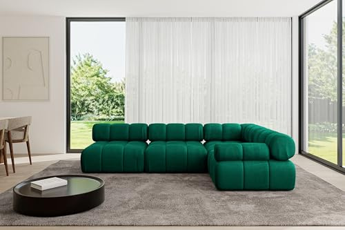 ALTDECOR Modulares Sofa Ecksofa in L-Form Corner modular Sofa Eckcouch Couch Wohnlandschaft Cauchsofa Polstersofa Mende-L2-285x190x70 cm Dunkelgrün
