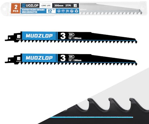 MUOZLOP 300 mm, 3 TPI hårdmetall karbid - sabelsågblad, 2 stycken sabelsågblad sågblad av hårdmetall för trä (2, 3T/300 mm)