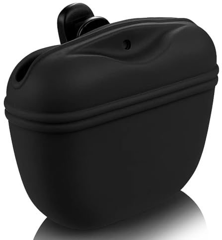 YTLSDHF Dog Treat Pouch, Silicone Treat Pouch for Dog Training, Convenient Dog Treat Bag with Secure Closure, Hands-Free Design for Walking and Training, Black