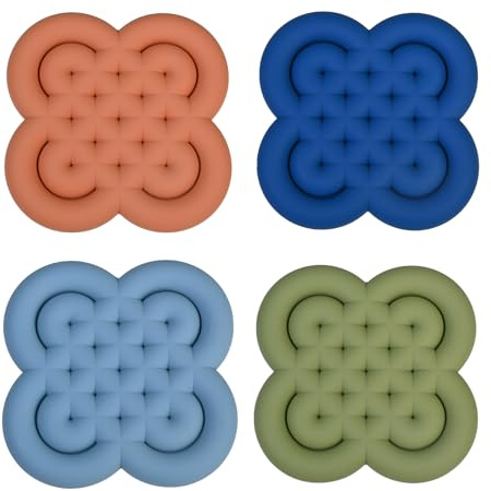 4 Pezzi Sottopentola in Silicone,14,5x14,5 cm Sottobicchieri Antiscivolo e Isolati,Lavabile Sottobicchiere Protezione,Sottobicchieres in silicone,Presine da Cucina per Tazze Pentole Ciotole