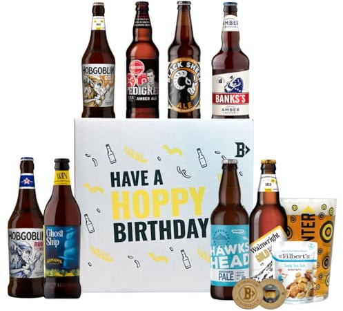 Beer Hunter British Real Ale Hoppy Birthday Gift Set, 8 Bottle