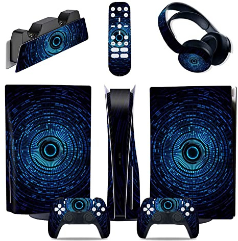 Sin Espuma Y Sin Burbujas Para PS5 Consola Disc Edition & Digital Pegatina Vinilo Calcomanía Cubierta Para Ps5 Mando & Estación Carga & Auriculares & Multimedia 45831(Digital Edition)
