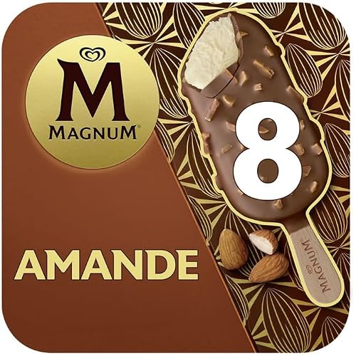 MAGNUM Bâtonnets glacés au chocolat et amande 8 x 75 g