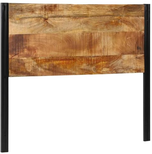 Yunovire Kopfteil 120 cm Massivholz Mango und Eisen, freistehend, Robustes Bett-Kopfteil, langlebige Rückenlehne für Schlafzimmer, einzigartige Holzmaserung