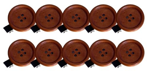 Barrettes en bois avec pince à cheveux en forme de bouton pour coiffure quotidienne et tenue décontractée, pince à cheveux en grain de bois naturel