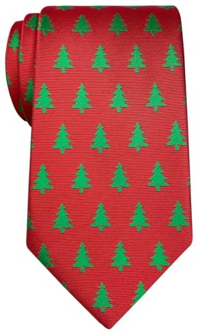 Retreez Herren Gewebte Weihnachten Krawatte Weihnachtsbaum-Muster 8 cm - rot,