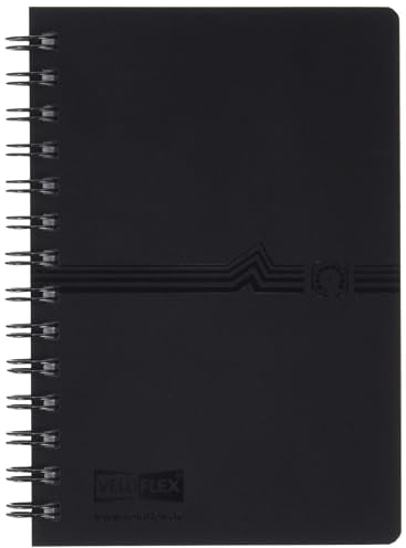 VELOFLEX 5107180 - Adressbuch mit Spiralbindung DIN A7, PP, mit 12-tlg. Register, Telefonringbuch schwarz