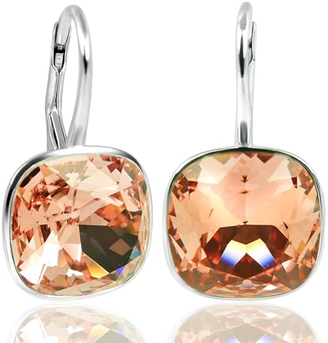 925 Ohrringe Marken Kristalle Silber Rosa Orange Rose Peach NOBEL SCHMUCK