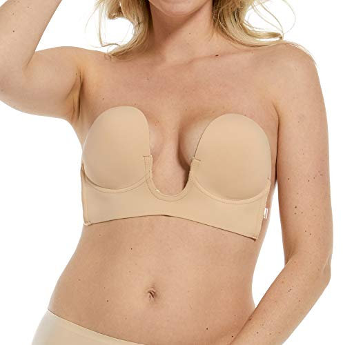 MAGIC Bodyfashion Damen Push-Up Klebe-BH luve bra, Beige, Size- D