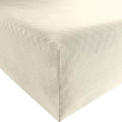 REDBEST Jersey-Stretch Spannbettlaken San Francisco 100% Baumwolle, wollweiß Größe 90x190 cm - 100x200 cm - weiche Qualität, bügelfrei, Rundumgummi, bis 20 cm Höhe
