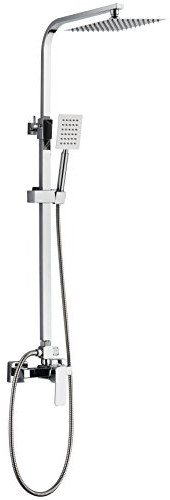 DP Grifería RY-S018+M008 Set de Ducha Extensible en Acero Inoxidable con Grifo Monomando, Plateado